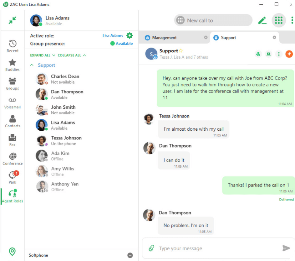 Screenshot of team collaborating on ZAC