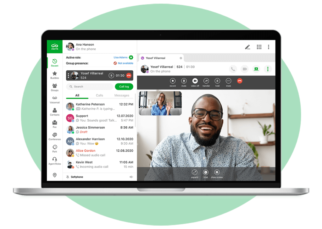 Employees communicating through Zultys' all-in-one platform