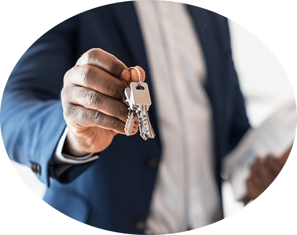 Real estate agent holding keys