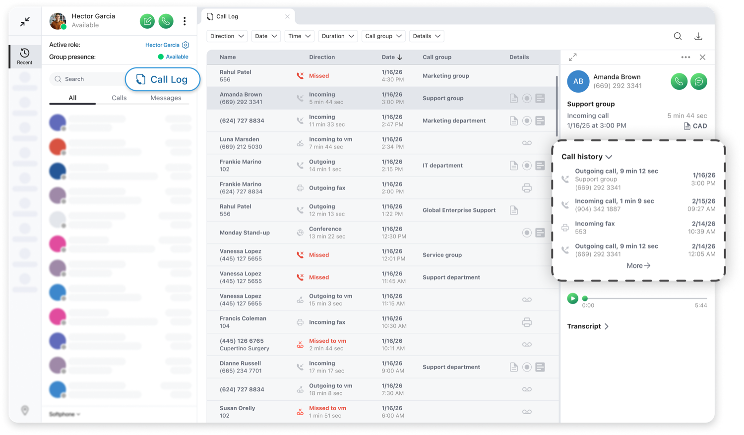 Call Log Enhancements