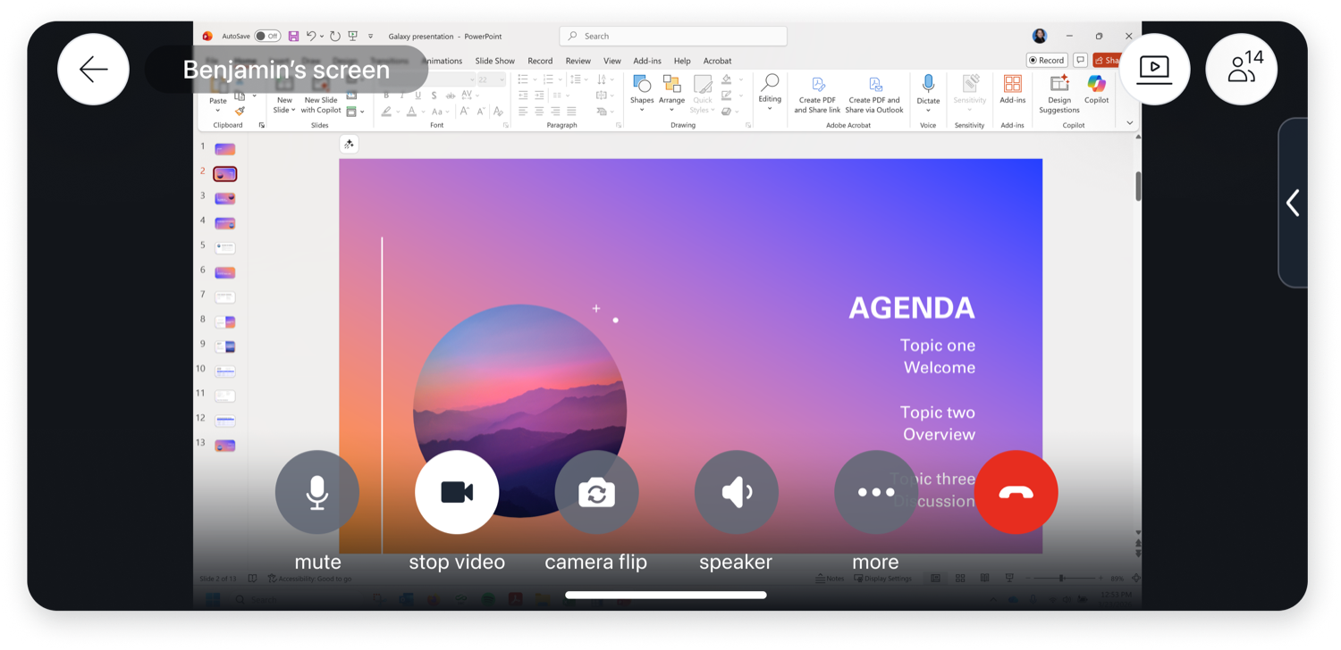 Mobile ZAC 2.2 - video call screen sharing